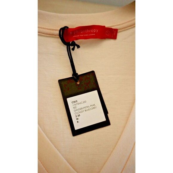 n : Philanthropy 17672MCJ00 Women's Sz S Ginger/Petal Pink Cruz V-Neck Tee Shirt - Picture 4 of 6